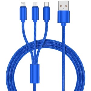 Câble Multi USB, 3 en 1 Multi Chargeur USB Câble Bleu 